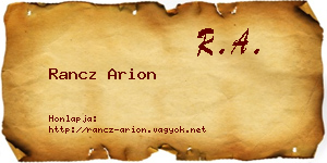 Rancz Arion névjegykártya